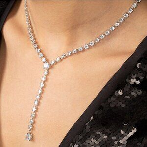 NEW Daniela Swaebe "Irene" 12.9CTW Pear & Round Cut "Y" Design Necklace